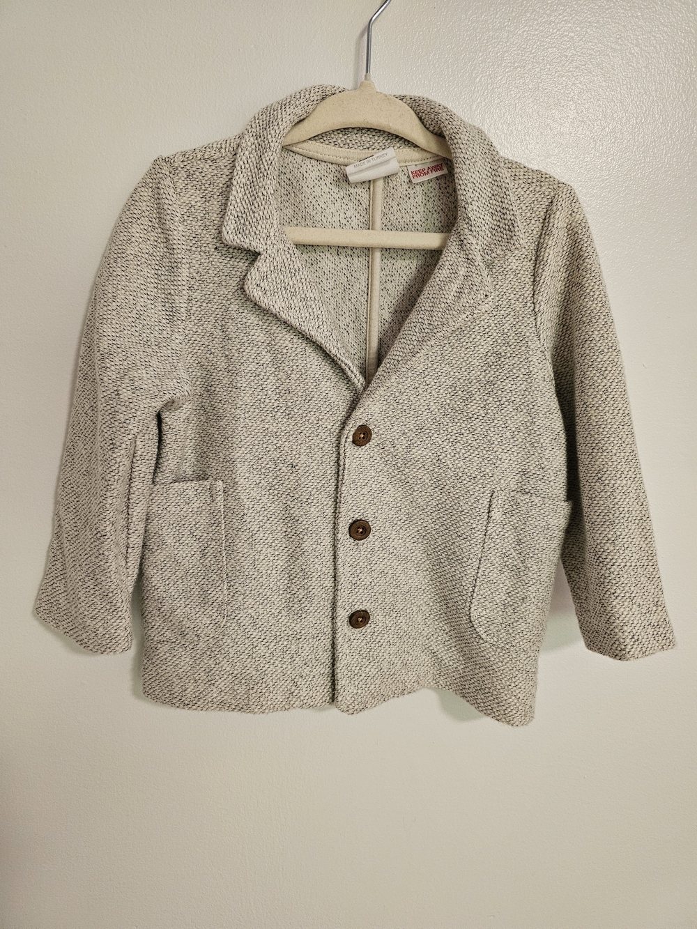 🧸2/20$ Zara Beige Knit Button-Front Kids Blazer Jacket Size 18-24M